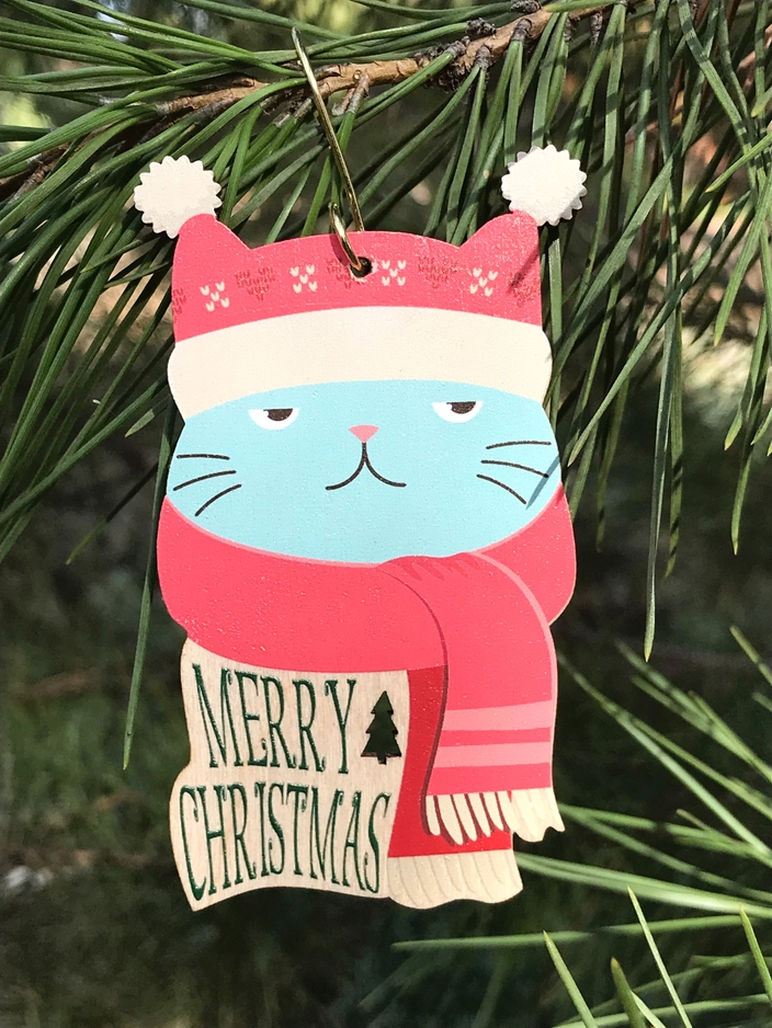 Grumpy Cat Birchwood Ornament