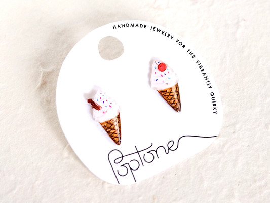 Ice Cream Cone Stud Earrings