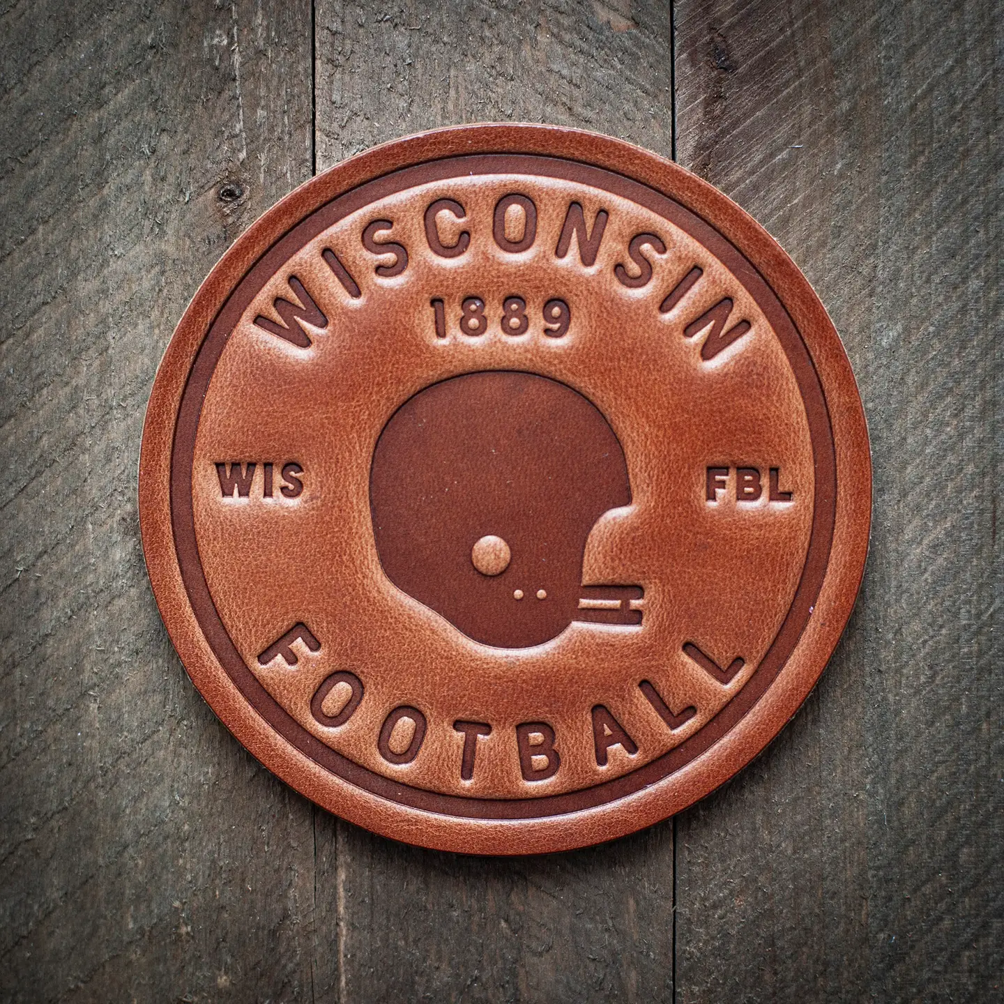 Leather Coaster - WI Football