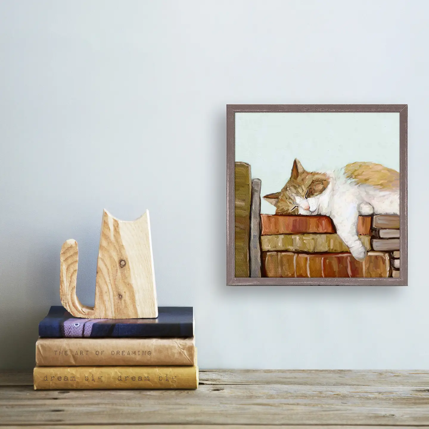 Cat On Books Mini Canvas