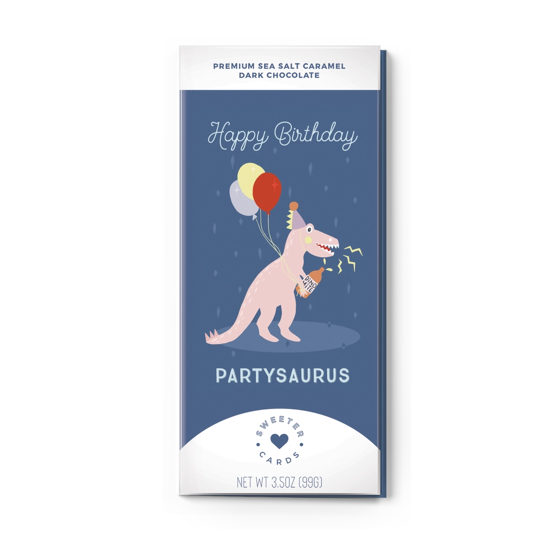 Partysaurus Chocolate Bar Card