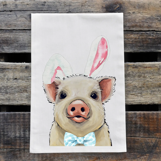 Pig Easter Tea Towel