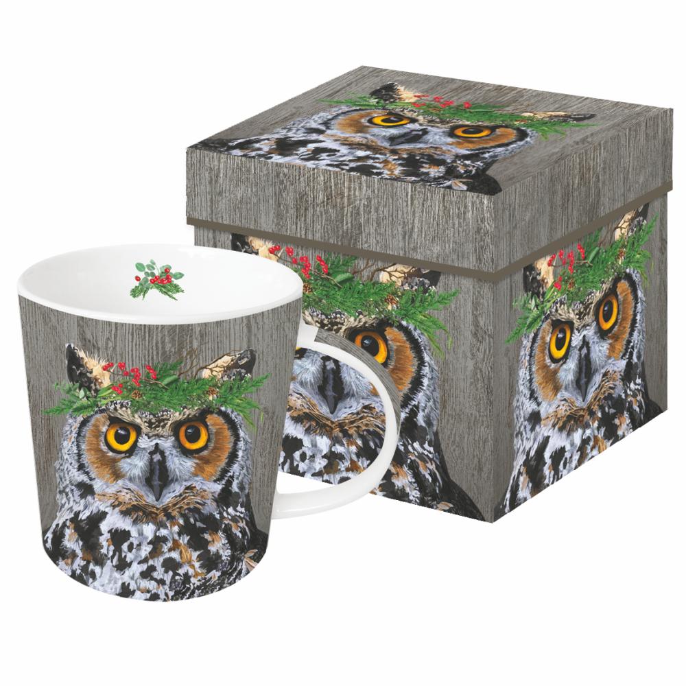 Mug in Box Winter Berry Owl