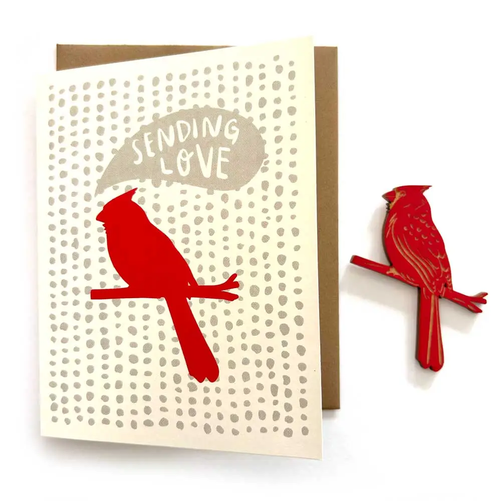 Sending Love Cardinal Card w/ Magnet