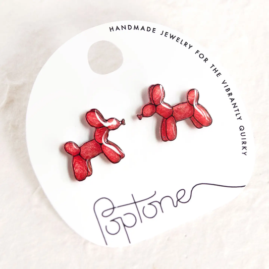 Red Balloon Dog Earrings