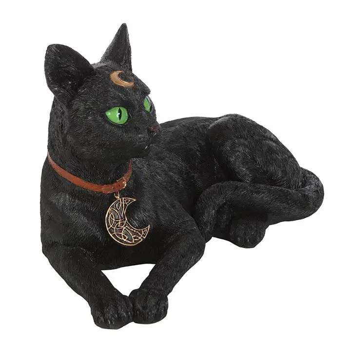 Gothic Laying Black Cat Figurine