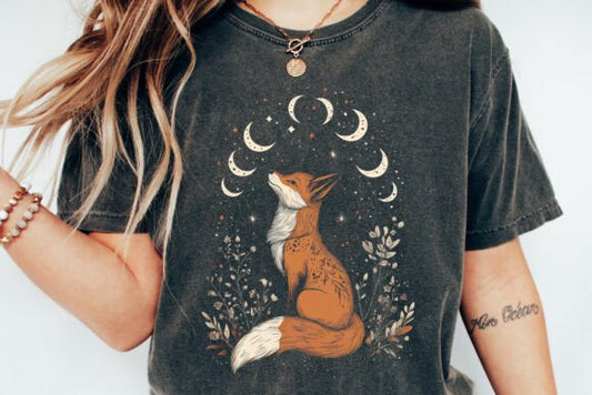 Folklore Fox & Lunar Phases Tshirt