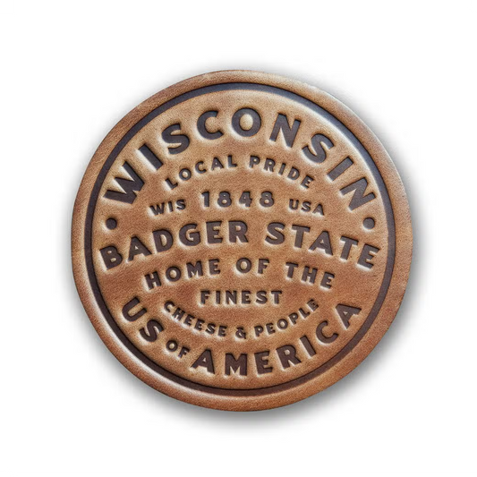 Leather Coaster - Wisconsin