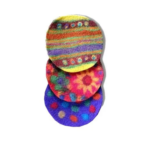 Felted Circle Trivet w/ Design