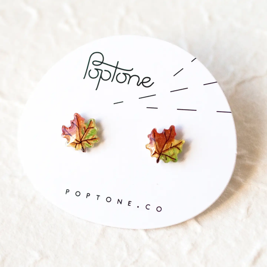 Tiny Maple Leaf Stud Earrings