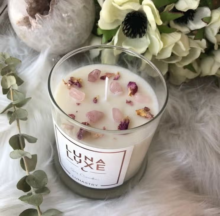 Rose Quartz Luxe Crystal Candle