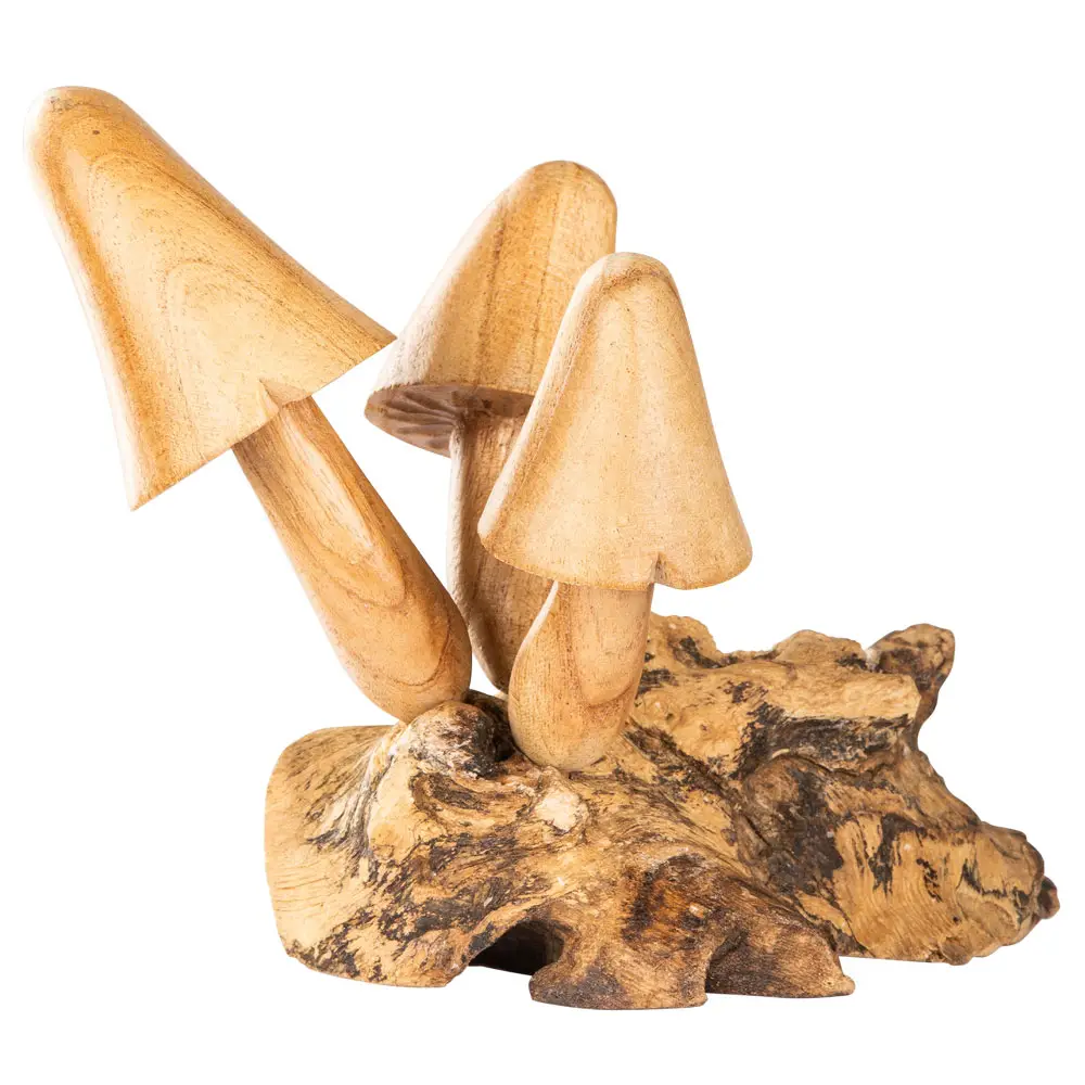 Carved Driftwood Three Mushrooms
