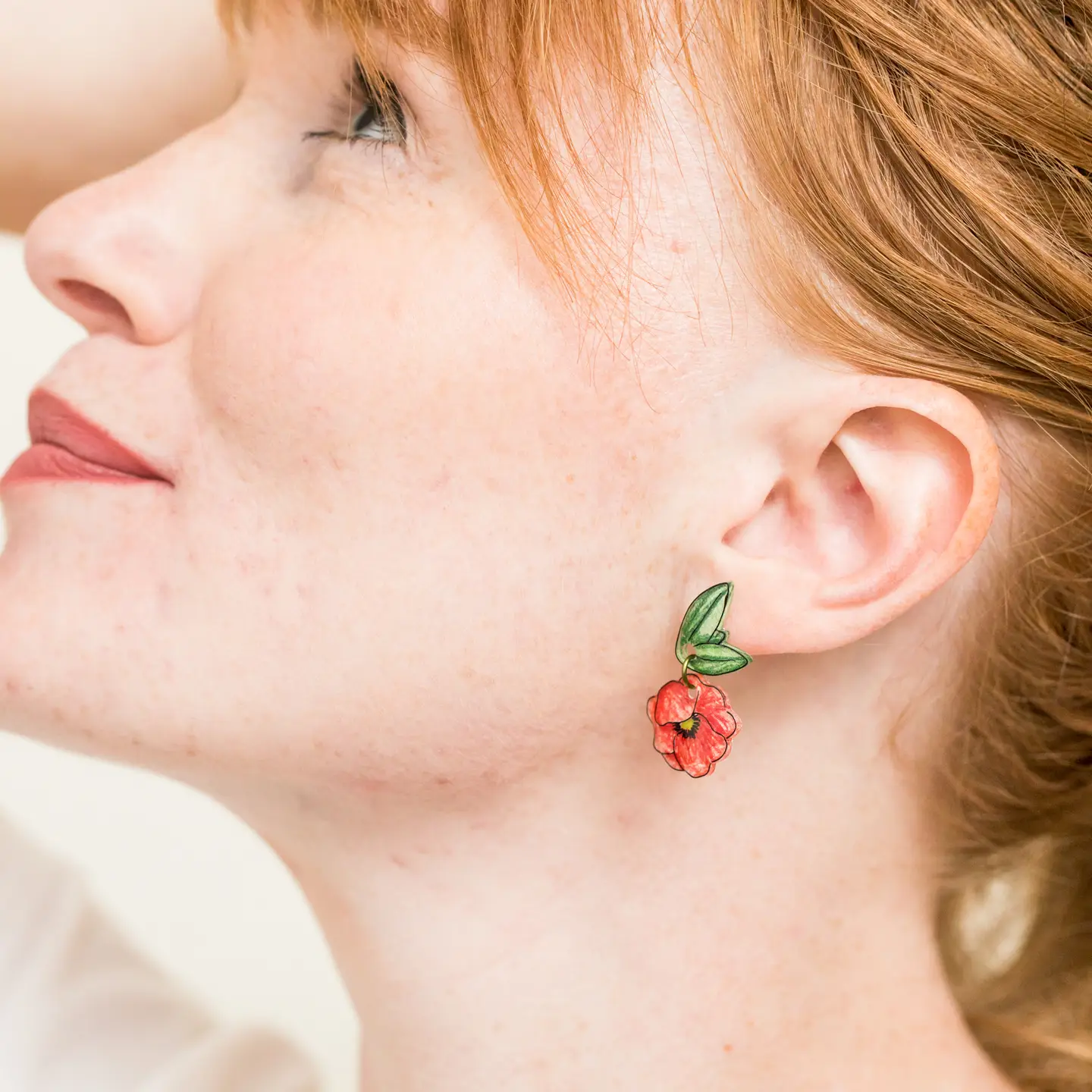Poppy Flower Drop Earrings