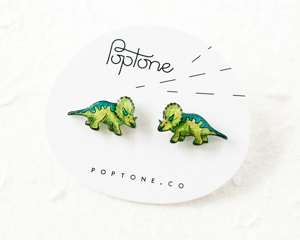 Triceratops Stud Earrings