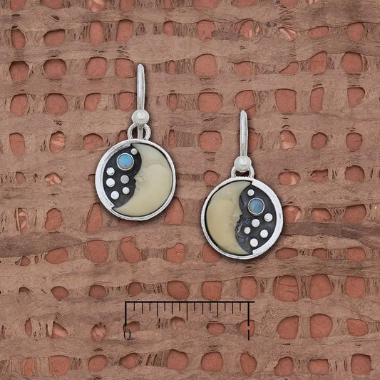 Tagua Half Moon with Opal Cab Earrings