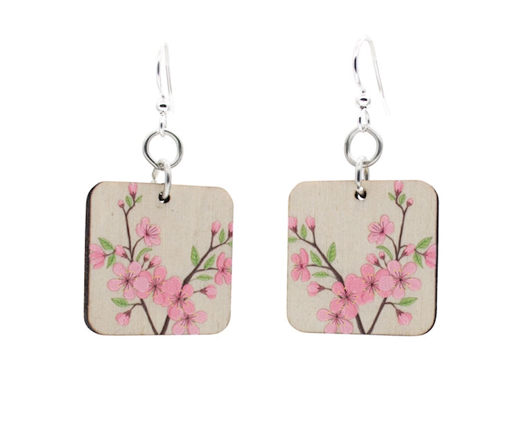 Square Cherry Blossom Earrings