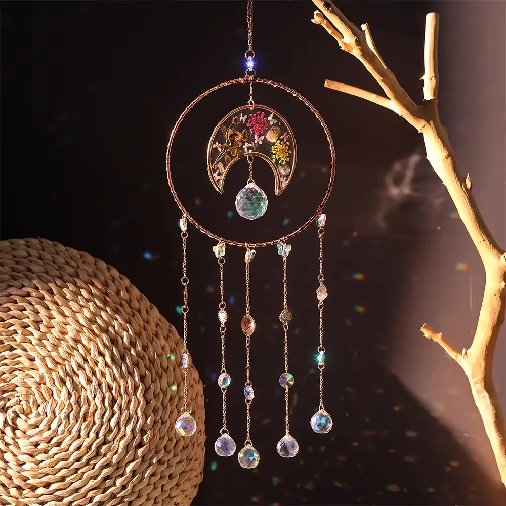 Dried Flower Round Suncatcher