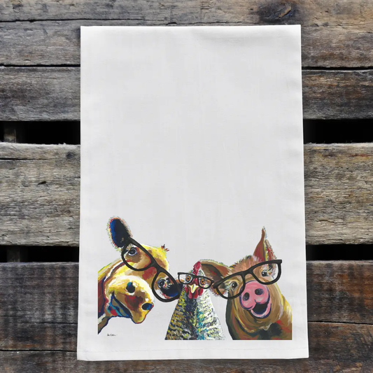 Farm Animals with Glasses Towel