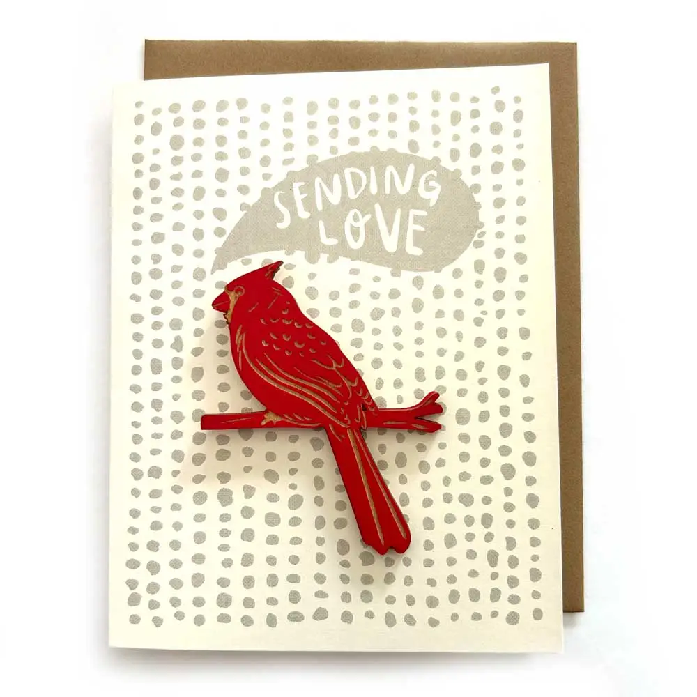 Sending Love Cardinal Card w/ Magnet