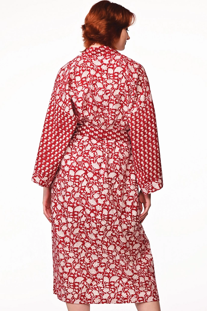 Kimono Robe - Red & White