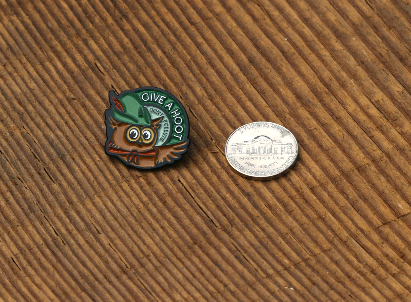 Enamel Pin Give A Hoot Don't Pollute