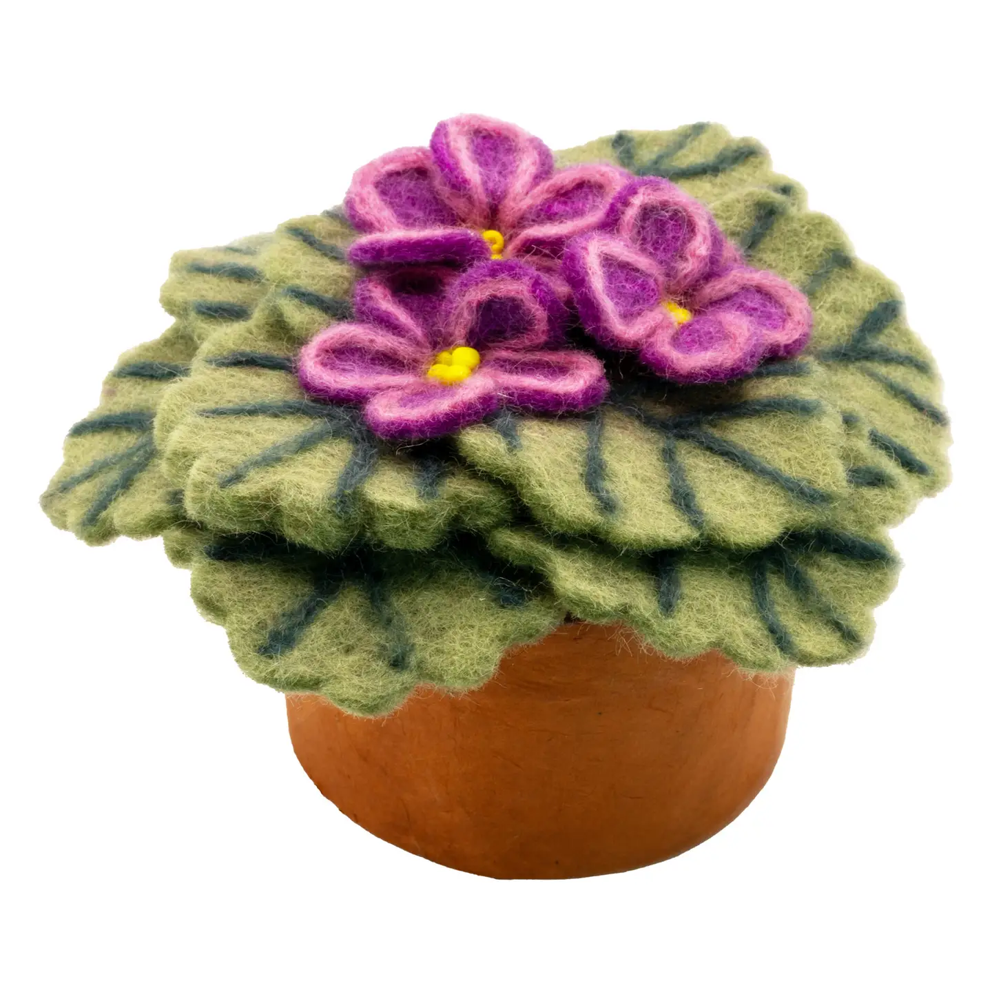 Felted Wool African Violet Plant