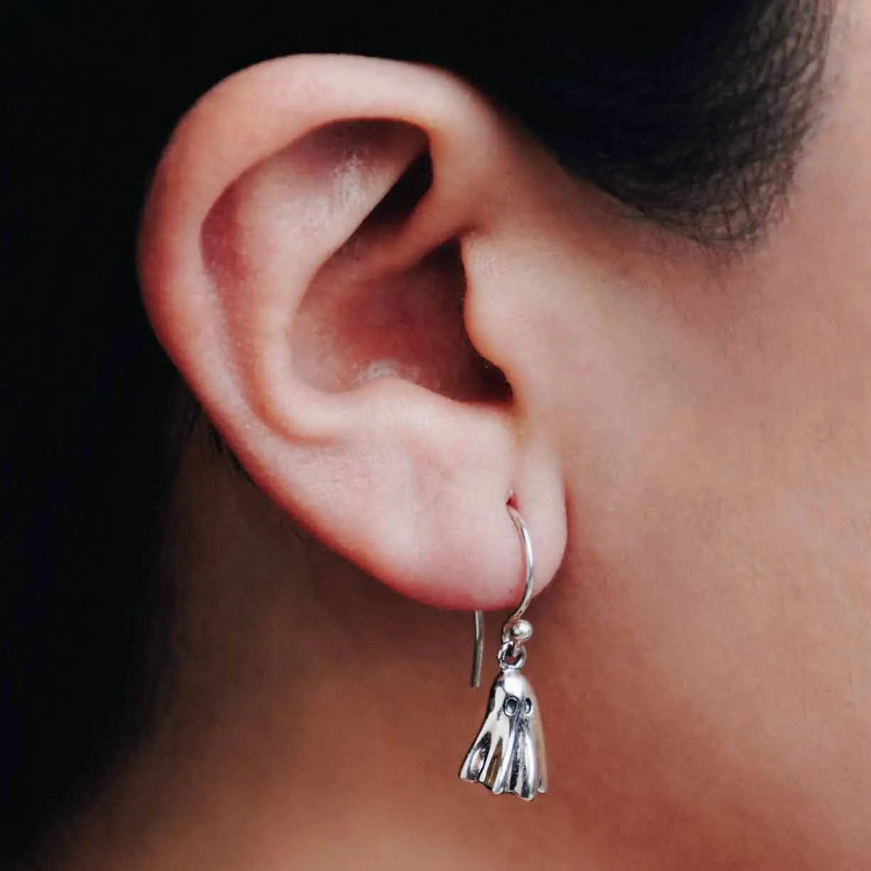 3D Ghost Sterling Silver Earrings