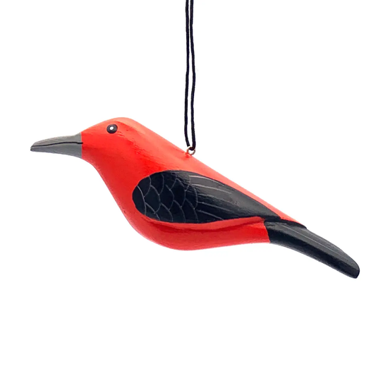 Scarlet Tanager Balsa Wood Ornament