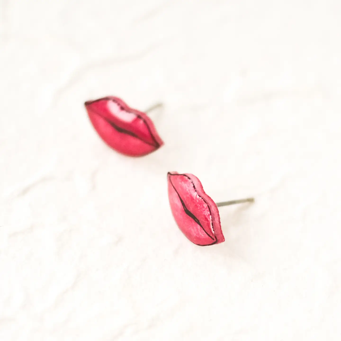 Red Lips Kiss Stud Earrings