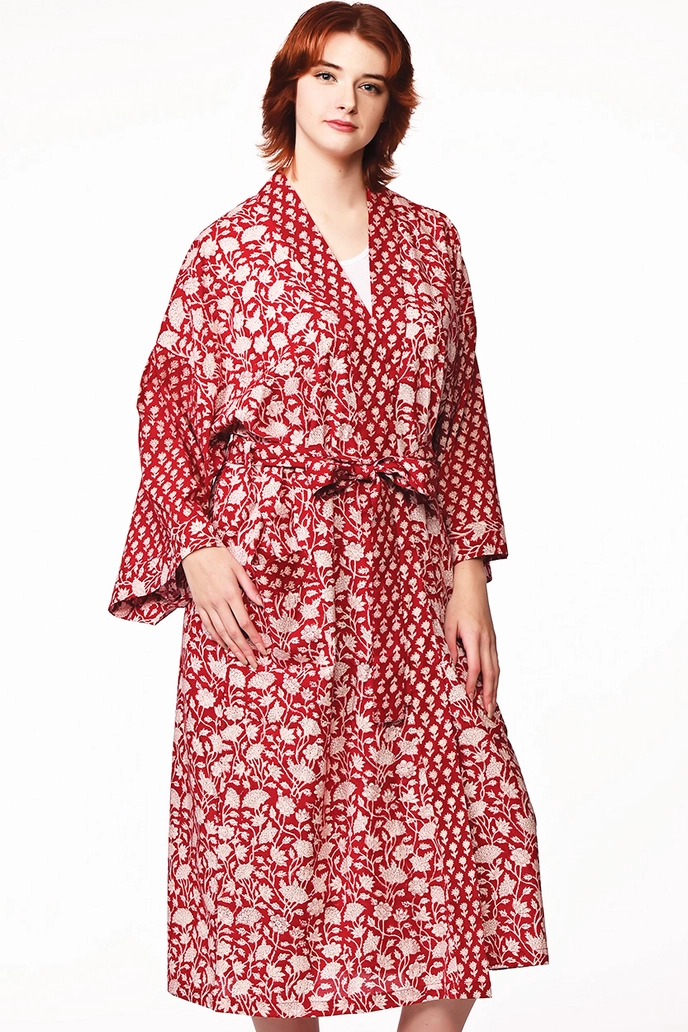 Kimono Robe - Red & White