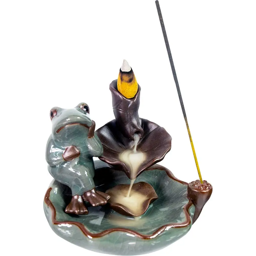 Backflow Incense Burner - Frog on Lotus
