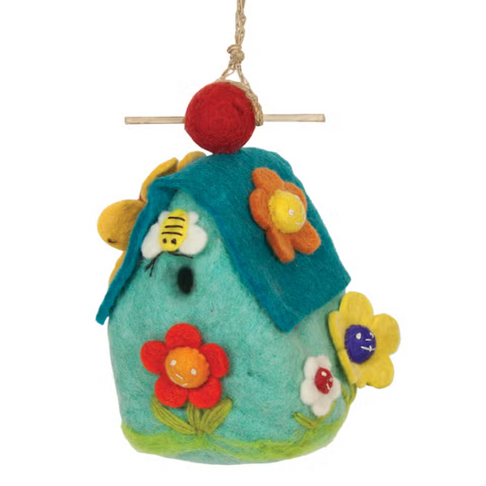 Felted Birdhouse Flower House