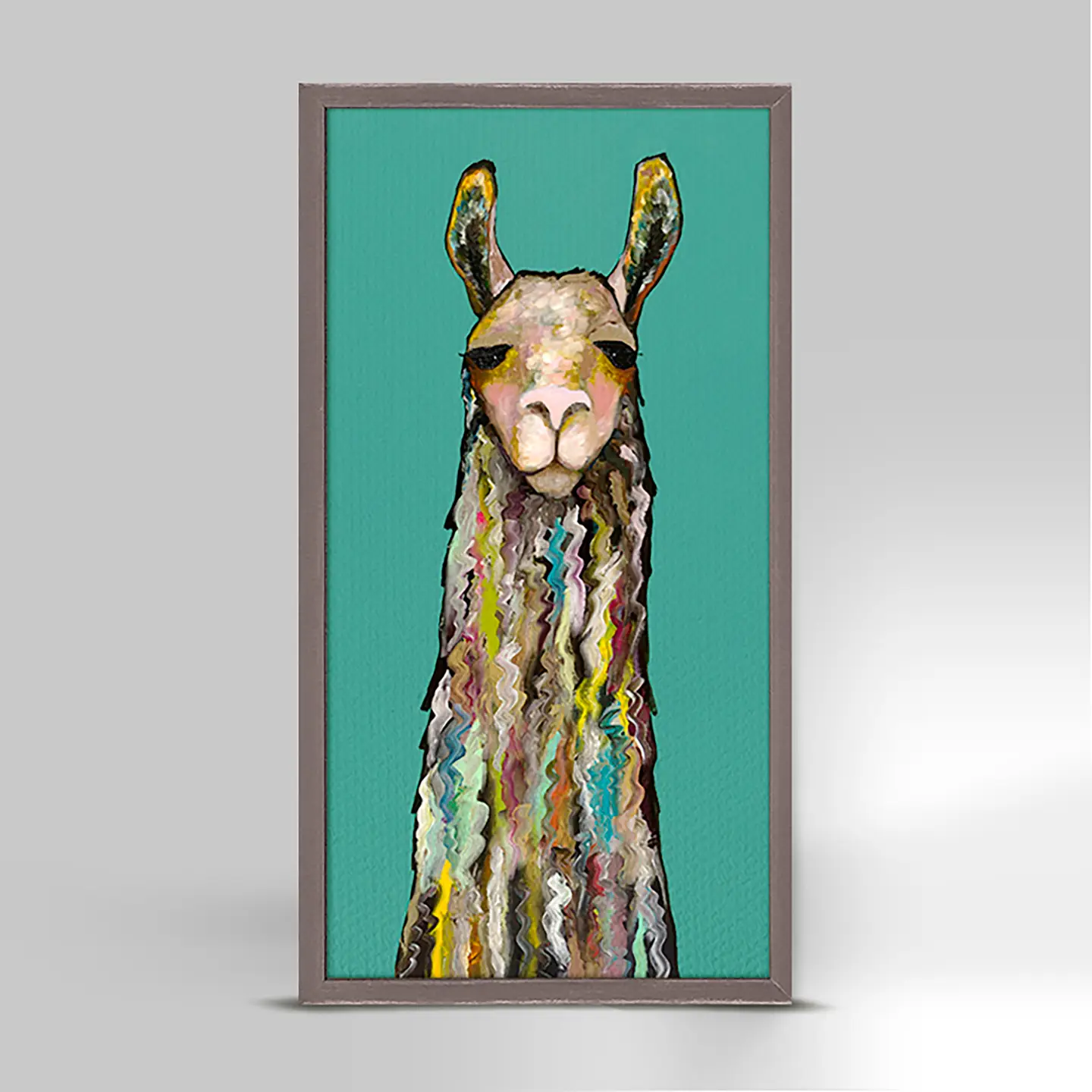 Llama on Teal - Mini Canvas