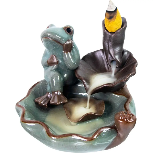 Backflow Incense Burner - Frog on Lotus