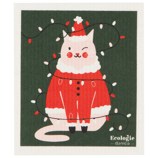 Festive Feline Swedish Dishcloth