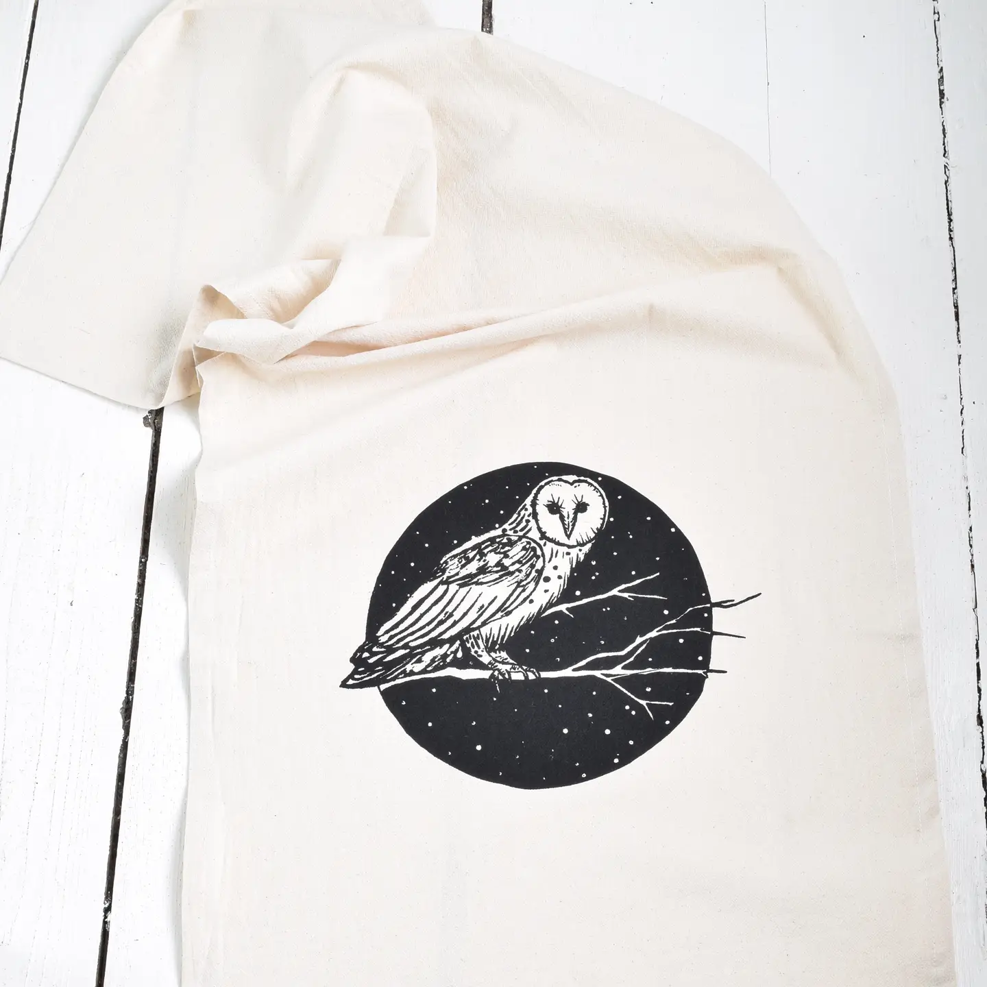 Organic Cotton Barn Owl Tea Towel