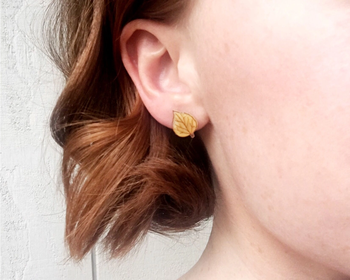 Aspen Leaf Stud Earrings