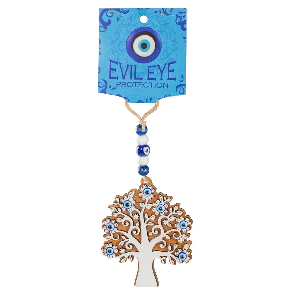 Wood Tree Evil Eye Wall Hanging