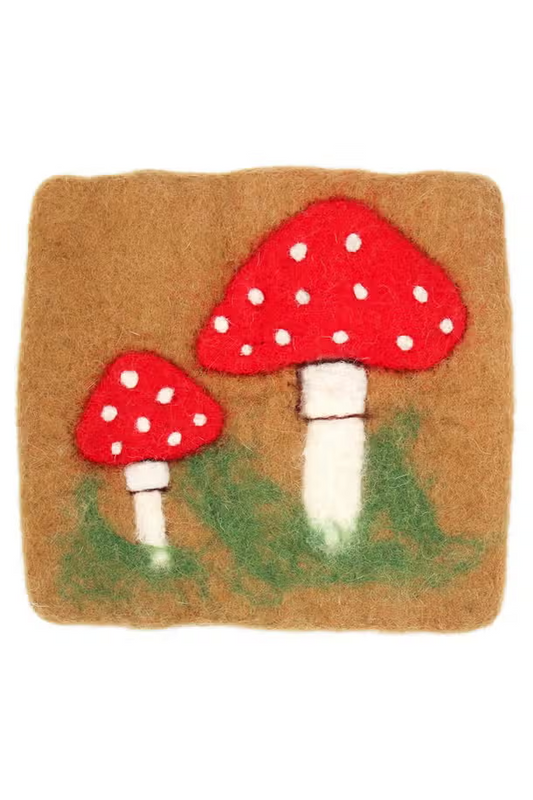 Mushroom Felted Painting Trivet