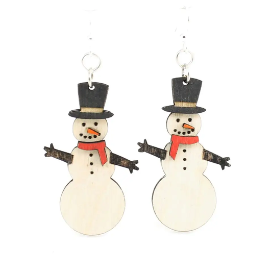 Snowman Wooden Earrings