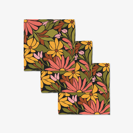 Geometry Luxe Washcloth Set: Blooming Black