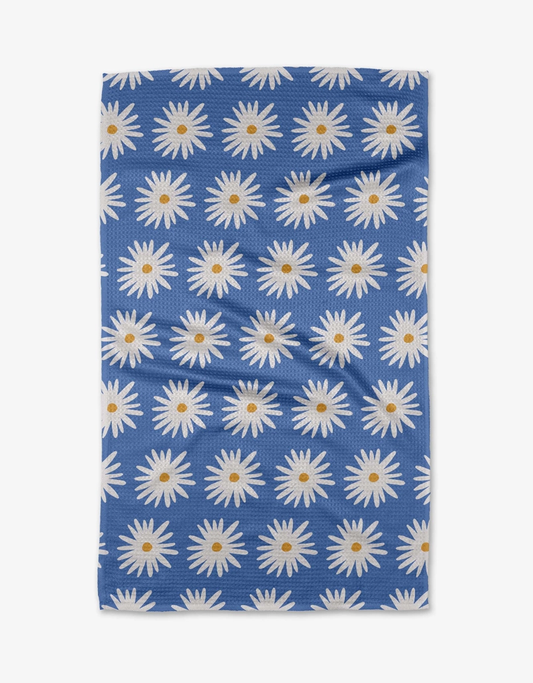 Geometry Tea Towel: Blue Daisies