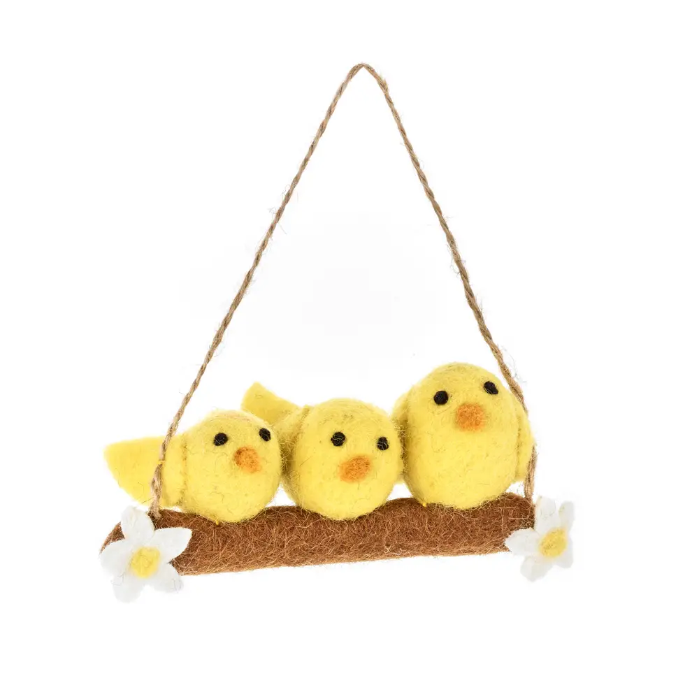 Felted 3 Little Chicks Hanging