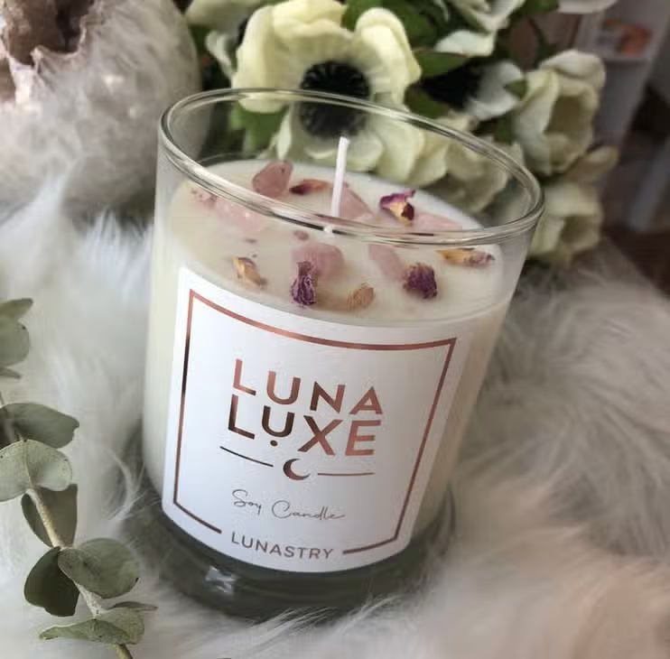 Rose Quartz Luxe Crystal Candle