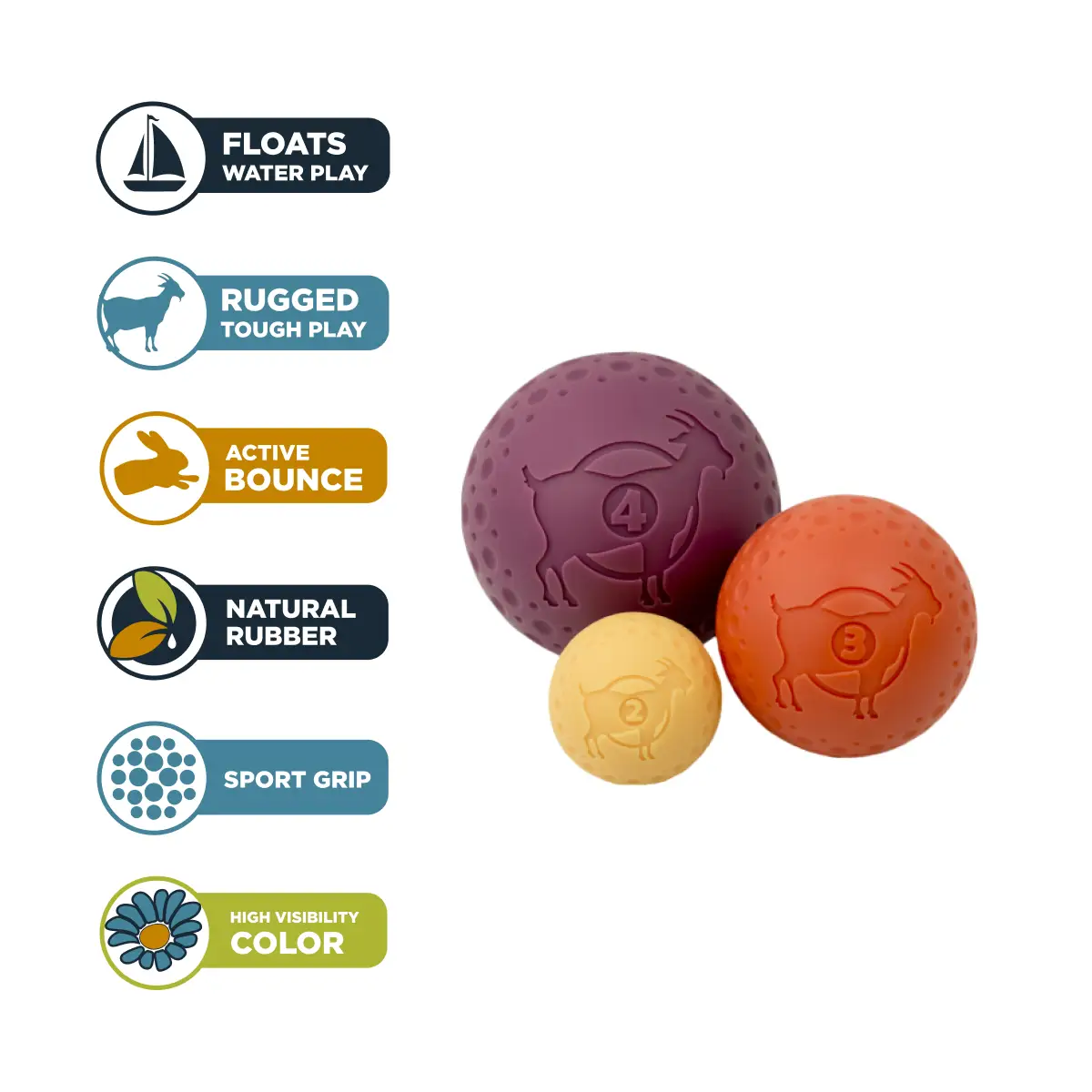 Small Goat Sport Ball Dog Toy 2pk