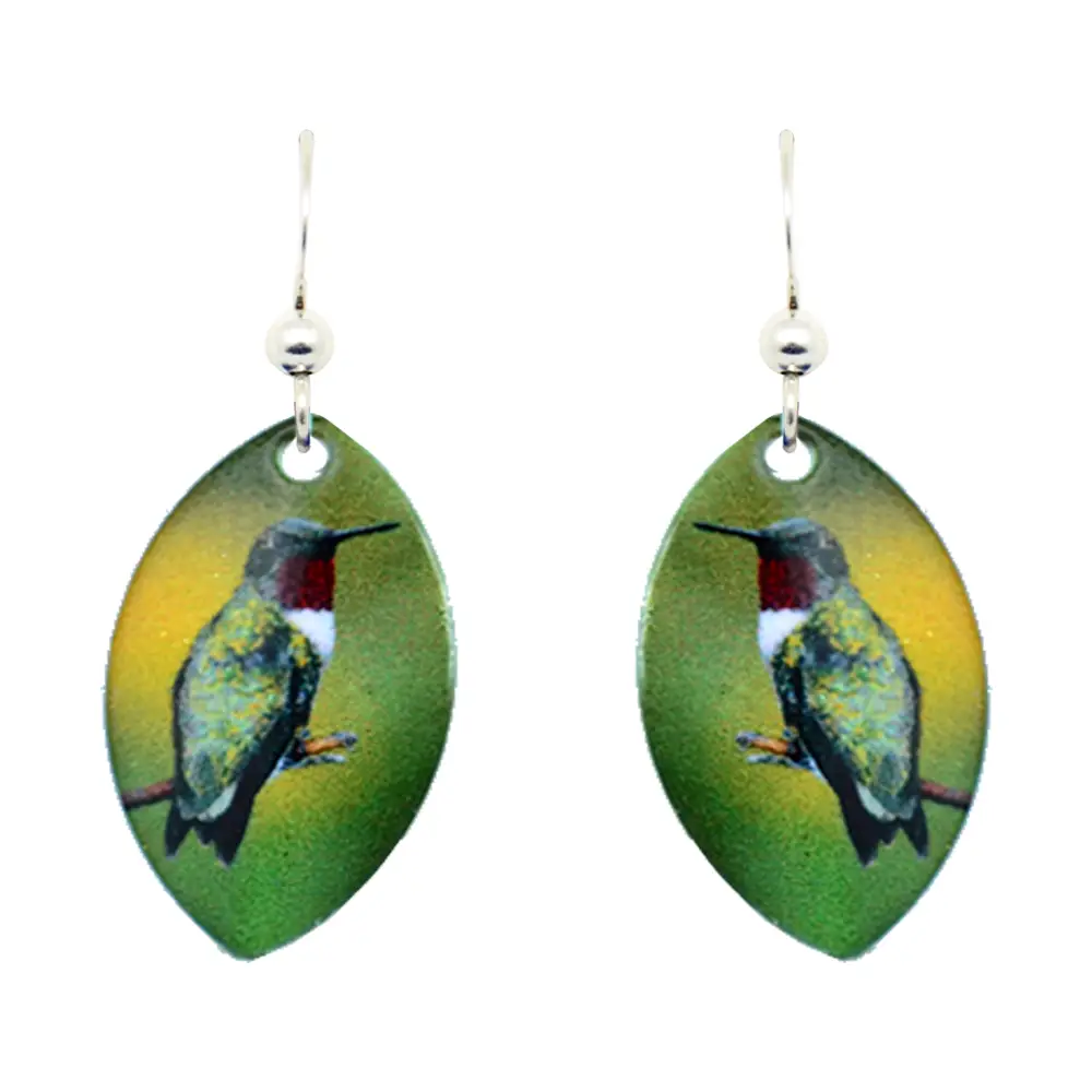 Ruby-Throated Hummingbird Earrings