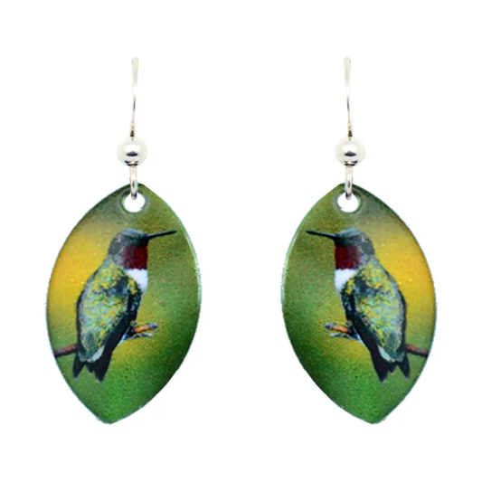 Ruby-Throated Hummingbird Earrings