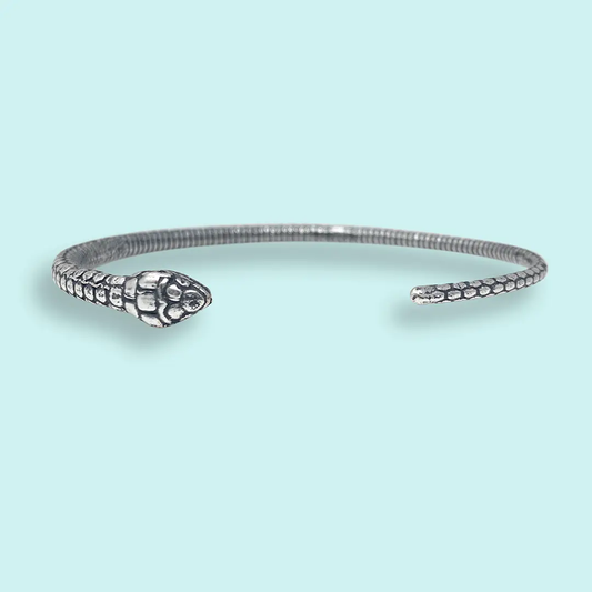 Silver Open Snake Bangle Bracelet