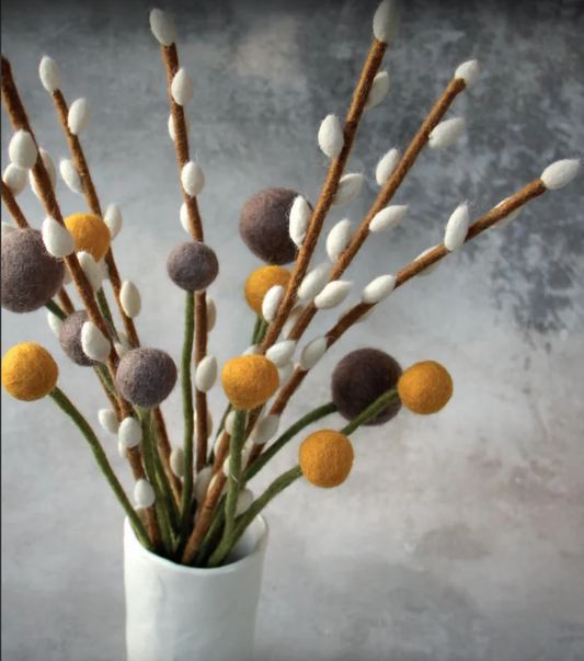 Everlasting Felted Flower Willow Branch Long