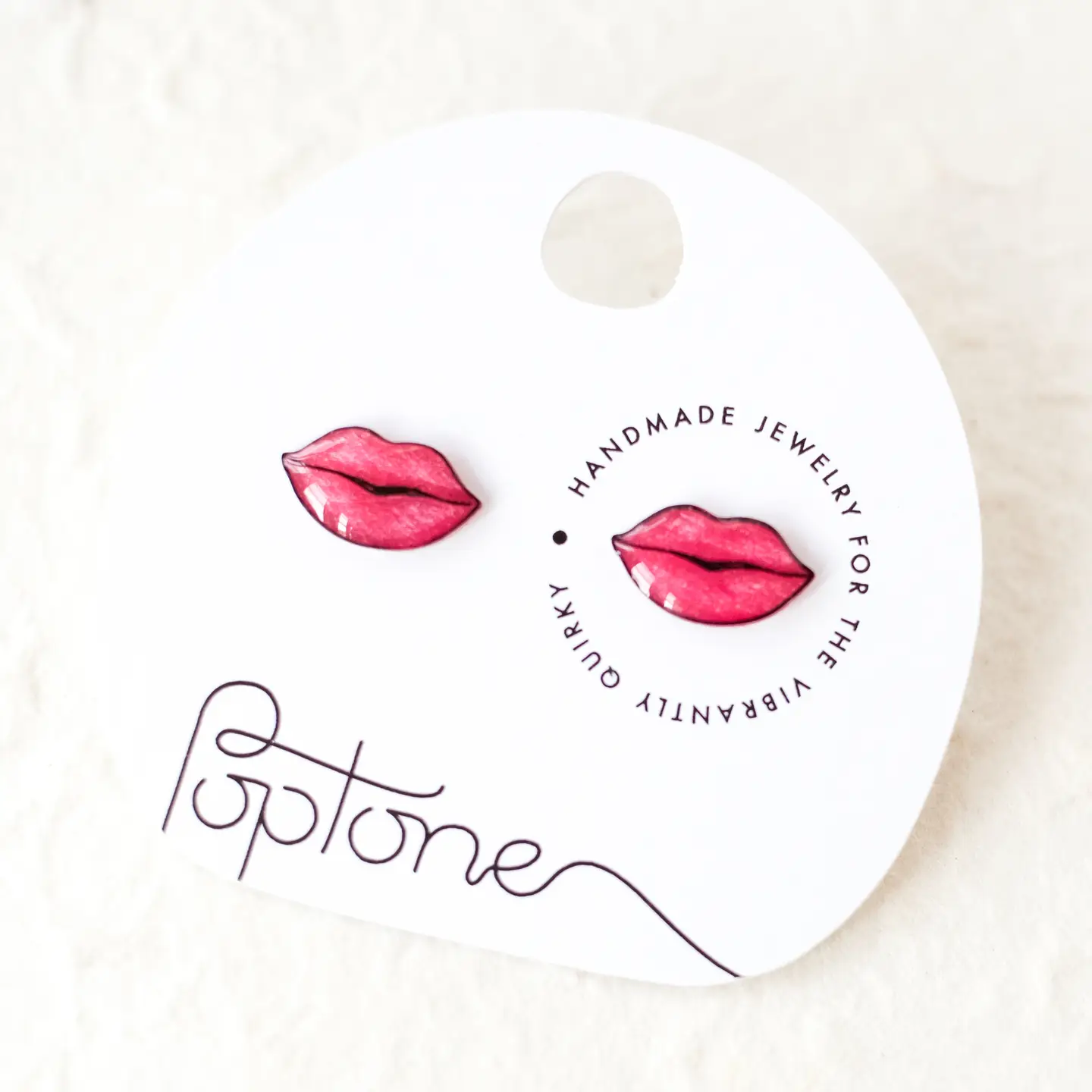 Red Lips Kiss Stud Earrings